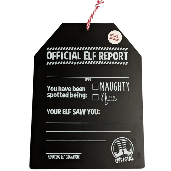 NWT! Novelty Chalkboard Official Elf Report Hanging Tag/Sign | Large 7. - Picture 2 of 9